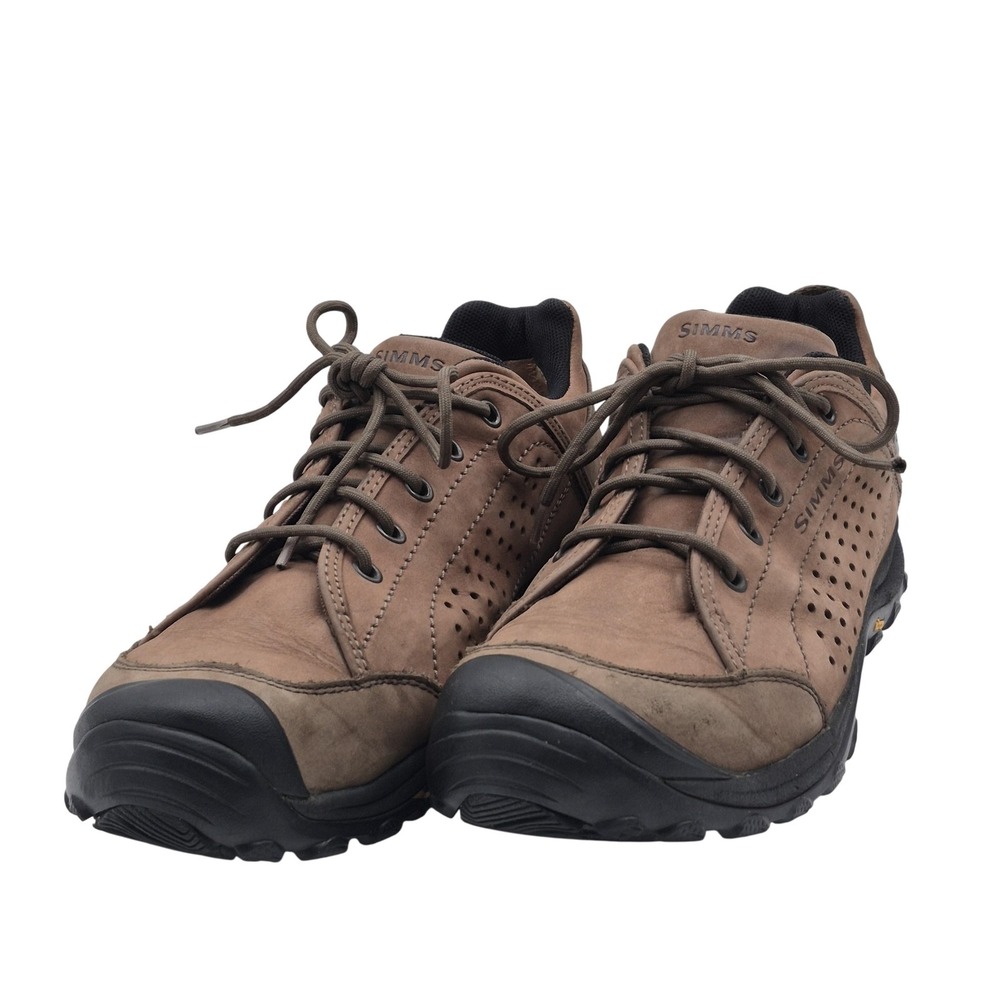 Simms Shoes Mens Size 12 Brown Gore-Tex Vibram Leather Hiking Outdoor Trail